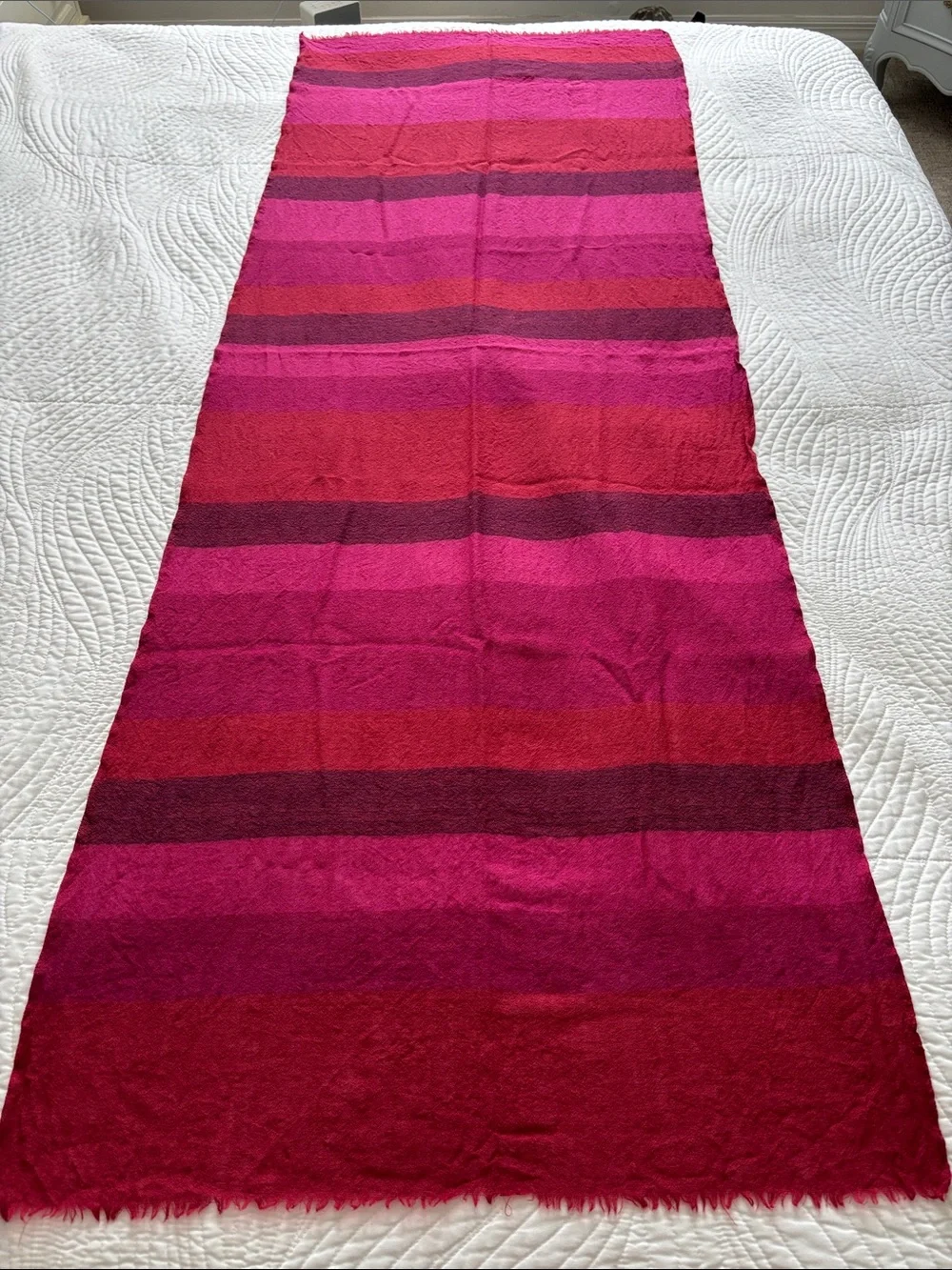 LL Bean Wool Lightweight Scarf Shawl red purple violet pink